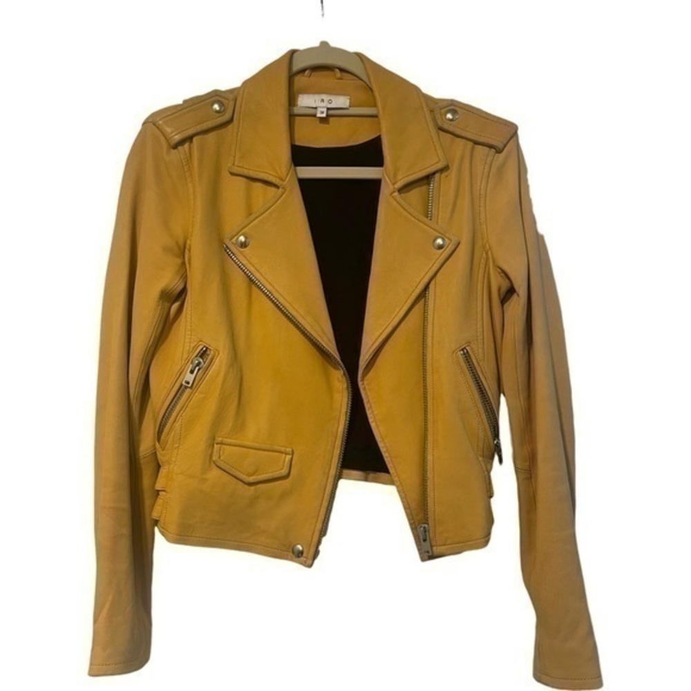 IRO Asheville yellow lamb leather jacket size 38